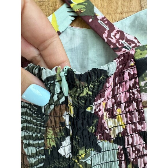 Cabi Women's A Line Smocked Tropical Tank Top Cotton Silk Blend Size 10 - Picture 4 of 12